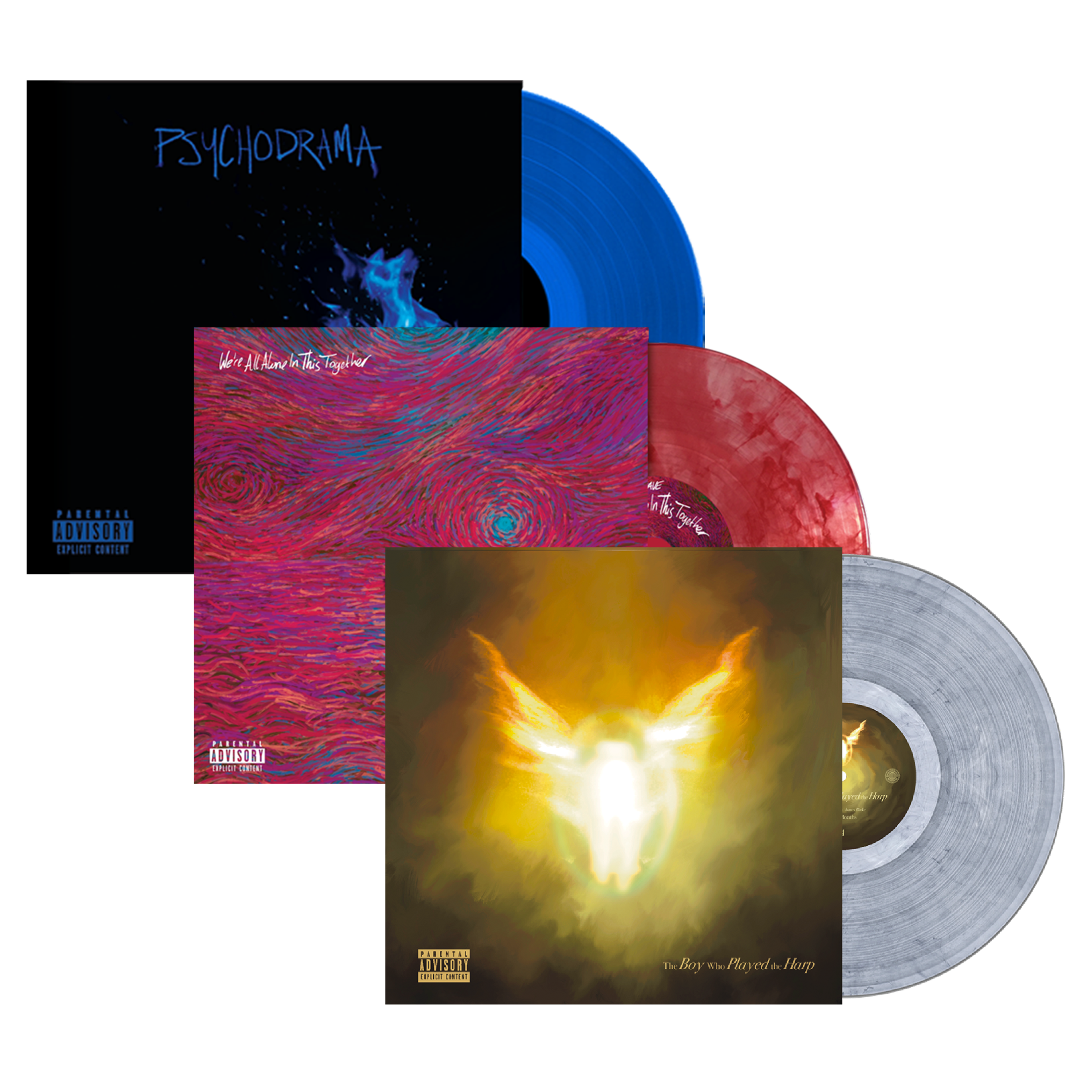 Dave The Boy Who Played the Harp Exclusive Silver Marbled 2LP Vinyl, We're All Alone In This Together & Psychodrama Vinyl Vinyl Bundle 422768