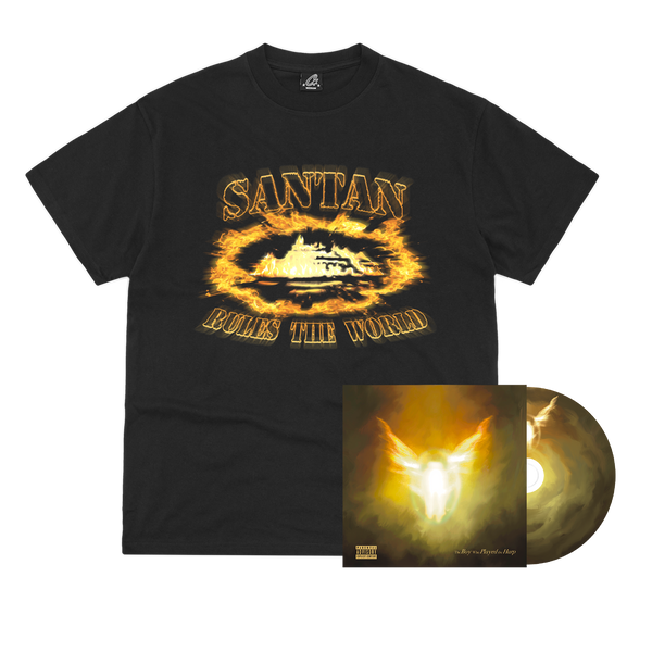 Dave - The Boy Who Played the Harp (CD + Corteiz x Santan Rules The World Black Tee Orange Flame Print)