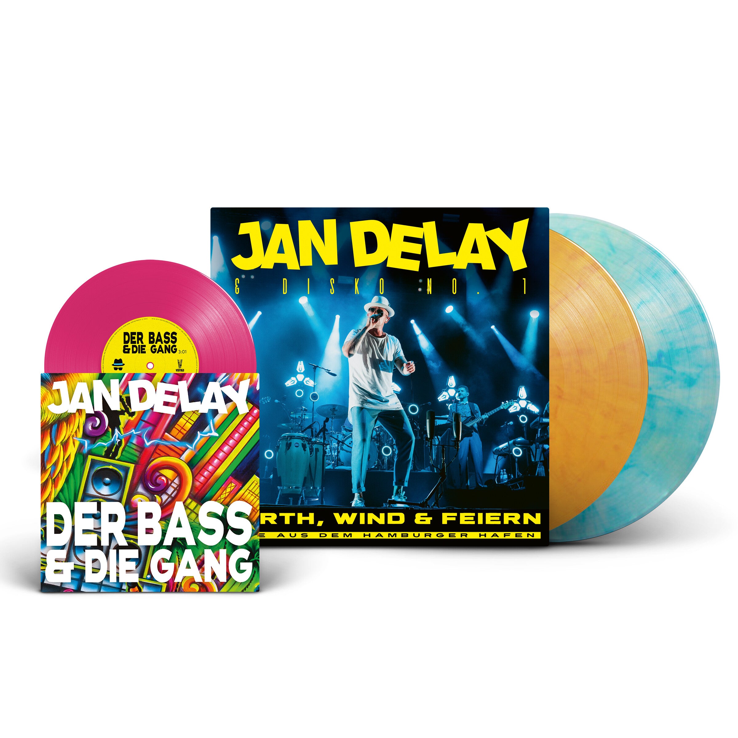 Jan Delay EARTH, WIND & FEIERN - LIVE AUS DEM HAMBURGER HAFEN Ltd. 2LP Blau/Gelb + 7'' magenta transparent 121977