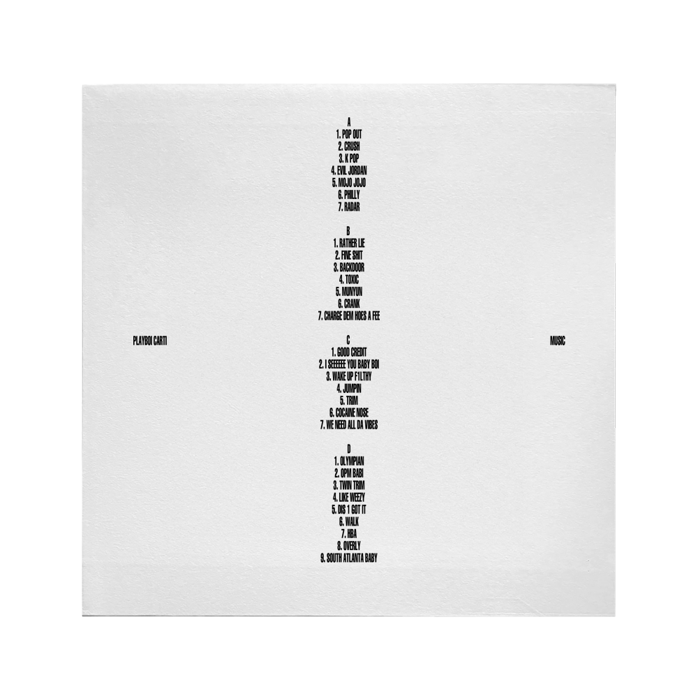 Playboi Carti MUSIC Standard White 2LP Vinyl 403361