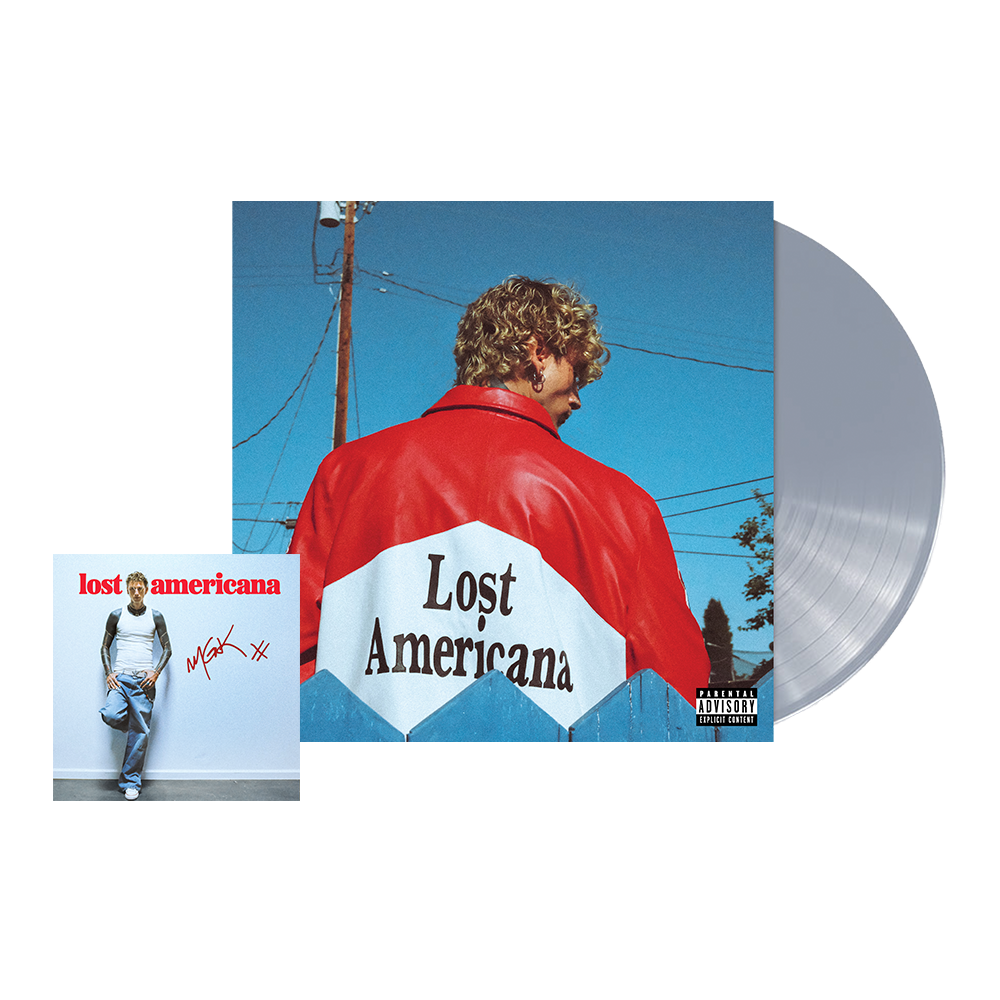 mgk lost americana - exclusive platinum metallic vinyl + signed art card exclusive platinum metallic vinyl + signed art card 412067